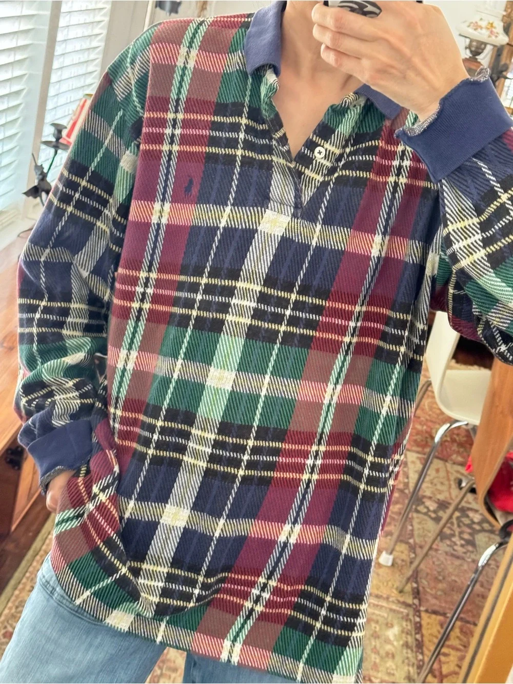 RARE Made In USA Polo Ralph Lauren Vintage 90s Plaid Cotton Size M
